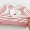 Sudadera Corazón Dulce para Niñas 2026 Nuevo Otoño Bebé Top de Encaje Rayado Falda-Pantalón Infantil zqy6285