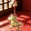 Chaveiro de ouro 999 puro "Fique Rico Logo", pingente de cavalo do zodíaco com fio vermelho, presente promocional feito sob medida para eventos corporativos