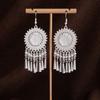 Pendientes Miao Étnicos de Borla Larga Estilo Nuevo, Pendientes Exagerados de Declaración de Moda Estilo Étnico de Plata Miao de Lujo Ligero