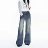 Jeans de Pierna Ancha Lavados con Efecto Desgastado Estilo Retro Naranja para Niños y Mujeres, Sueltos, Adelgazantes, Cubren Imperfecciones, Versátiles, Largos hasta el Suelo