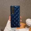 Funda plegable para Samsung Z Fold5, de piel brillante, con diseño rombal y bordado para mujer, ZFOLD4