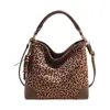 Bolso Tote Estampado de Leopardo de Nicho Versión Coreana para Mujer Otoño 2025 Nuevo Lujo Ligero Bloques de Color Moda Versátil Bolso de Hombro Cruzado