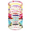 Pulseira da Amizade Colorida de 11 Peças Estilo Ins Elástica Heishi Preppy Joia para Pulseira Nova Transfronteiriça da Amazon