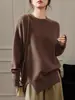 Suéter tejido largo de manga larga para mujer, estilo coreano casual y relajado, cuello redondo, nuevo para otoño e invierno 2026, personalizado