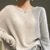 Suéter de seda de morera y cachemira para mujer, nueva colección otoño/invierno 2026, tejido de punto de alta gama, estilo holgado y relajado, suéter de cuello redondo