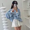2026 Primavera Temprana y Otoño Nuevo Chic Estilo Universitario Retro Coreano Sudadera de Manga Larga a Rayas Holgada Adelgazante Ropa para Mujer