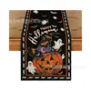 El camino de mesa de Halloween más vendido de Amazon con estampados de lino de fantasmas, calabazas y calaveras, divertido camino de mesa para decoración de fiestas