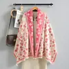 Bufanda de Imitación Cachemir Estilo Tweed con Camelia para Mujer en Otoño e Invierno Nueva Elegante Versátil Decorativa Engrosada Cálida Chal Largo