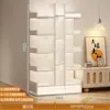 Estante pequena simples, estante de armazenamento de chão, prateleira de armazenamento de parede, estante de exibição para sala de estar/escritório, armário de armazenamento estreito ao lado da mesa