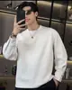 Nova Moda Coreana de Outono Casual Cor Sólida Qualidade Casal Versátil Simples High-End Tendência Gola Redonda Manga Longa Camiseta