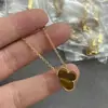 Collar Grande Van Gogh de Nácar Blanco para Mujer, Trébol de Cuatro Hojas, Chapado en Oro de 18K, Versión de Alta Gama, Cadena para Suéter de Nácar Rojo para Mujer, Fabricante