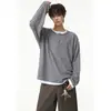 Sudadera con capucha Henley de dos piezas falsas, bloques de color a rayas para hombre, otoño, holgada, estilo retro universitario, marca moderna, camiseta casual de manga larga