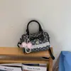 Bolso Nuevo 2026 con Adorno de Encaje, Lazo, Decoración de Perlas, Bolso Cilindro, Estilo Juvenil Bolso Cruzado tipo Almohada