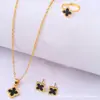 Cdd Conjunto de Tres Piezas de Trébol de Cuatro Hojas Moda Collar Pulsera Pulsera Amazon Aliexpress Fuente Caliente de Internet Fábrica