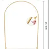 Arco de hierro dorado elevado con forma de luna de 2 m para banquetes, múltiples combinaciones de soportes florales con base ancha de fondo plano