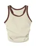Top de yoga para mujer con cintura plisada, copas fijas que se mantienen en su lugar, elegante diseño de bloques de color y espalda cruzada