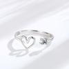 Anillo Creativo de Plata Esterlina S925 con Geometría en Forma de Corazón Amor de Niñas Hueco Estilo Japonés y Coreano Anillo de Dedo Comida Viva Estilo ins