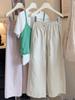 Algodón Lavado Súper Delicado con la Piel ~ Nuevo Estilo de Verano Estilo Japonés Estilo Artístico Cintura Elástica con Cordón Pantalones Casuales de Pierna Ancha Pantalones Holgados de Nueve Puntos