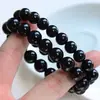 Pulsera de Pareja Negra Simple Ágata Imitación Obsidiana Cadena de Pulsera de Cristal para Hombres y Mujeres para Enviar a Novia Regalo del Día del Estudiante