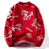 Nuevo Suéter Rojo para Hombre, Invierno 2026 Año del Caballo, Tejido Festivo de Año Nuevo, Capa Base Interior