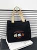 Bolsa Quadrada Pequena de Lona com Urso Fofo Bolsa de Mão Casual para Caminhada Barata Simples Bolsa de Almoço Dropshipping