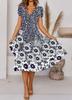 Roupas femininas transfronteiriças suportam AliExpress Amazon WISH e outras plataformas com estampa de flores com decote em V e manga curta spot