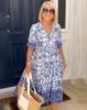 Comércio Exterior Amazon Transfronteiriço Moda Feminina Plus Size Verão 2026 Novo Vestido Longo Estampa Floral Tie-Dye Vestido Solto
