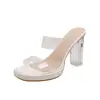 Zapatillas de Cristal Estilo Dibujos Animados 2026 ~7cm Plataforma Transparente Tacones Gruesos Sandalias para Mujer Versátiles para Verano