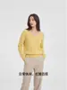 Suéter suave de lana cepillada para otoño e invierno para mujer, 90% lana, 5% cachemira, mezcla de seda de morera, cuello en V, amarillo ganso, tejido mullido