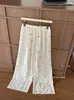 Pantalones de Pijama de Gasa de Burbujas Isla de Albaricoque para Mujer Japoneses Lindos Dulces Rayados Florales Pequeño Oso Sueltos Perezosos Ropa para el Hogar Pantalones Largos