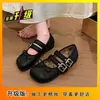 Sapatos Mary Jane Prateados para Mulheres 2026 Primavera e Verão Novo Estilo Laço Raso Bico Redondo Planos Sapatos Lolita Franceses