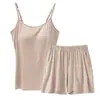 Nuevo Conjunto de Camisola y Shorts de Primavera y Verano para Mujer, Cómodo Conjunto Casual de Dos Piezas para el Hogar que se Puede Usar Afuera