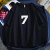 Camiseta de Algodón Peinado Cuello Redondo para Hombre Verano Algodón Puro Base No. 7 Uniforme de Equipo de Baloncesto Top Holgado de Manga Corta Versátil
