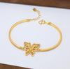 Shagin Método Antiguo Pulsera de Mariposas de Seda Estilo Chino Nuevo Pulsera de Oro Moda Femenina Vintage Cadena Pulsera con Patrón de Cáñamo