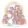 Decorações de Natal Adesivos Eletrostáticos para Portas e Janelas de Vidro Coloridos Macaron Gato Lareira Elfo Coelho