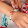 Pulsera de Navidad de Cerámica Blanda Santa Muñeco de Nieve Árbol de Navidad Copo de Nieve Redonda de Cerámica Blanda Pulsera de Cuentas Coloridas