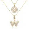 Amazon Transfronterizo Popular Collar con Colgante de Zircón Redondo Letra Inicial 26 Cadena de Clavícula en Capas Joyería Versátil de Moda