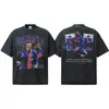 2026 Transfronterizo Dembele estrella estampado patchwork retro americano camiseta manga corta algodón peinado pesado camiseta para hombre verano