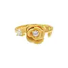 Anillo de Flor de Rosa Cepillada Dorada con Pedrería para Mujer Diseño de Nicho ins Versátil Sensación de Alta Gama Retro Lujo Ligero Anillo para Dedo Índice