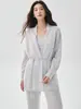 26 Nuevo de Otoño Cárdigan 100% Cachemira para Mujer, Cuello en V, Estilo Francés, Cinturón de Atar, Abrigo de Punto de Longitud Media