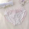 Calcinha Feminina Estilo Japonês Fresca e Simples Duas Cores Malha de Leite Bordada Princesa Estudante Cintura Média Triângulo Confortável Fofa