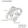 Anillo europeo y americano chic de viento cruzado con diamantes enrollados chapado en oro real de 18k que no se desvanece retro nicho anillo de acero inoxidable