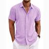 Camiseta masculina de linho manga curta camiseta solta cor sólida camisa de algodão linho manga curta praia masculina plus size camisa masculina manga curta