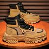 Botas Martin para Homens, Botas de Trabalho Respiráveis de Cano Alto Estilo Britânico Retrô para o Inverno, Botas de Caminhada ao Ar Livre para Combate no Deserto, Botas Amarelas