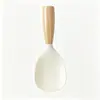 Cuchara para arroz de silicona de grado alimenticio con mango de madera, antideslizante, resistente a altas temperaturas, para uso en el hogar y restaurantes, adecuada para sartenes antiadherentes y ollas arroceras