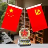 Decoración de bandera de escritorio ejecutiva, decoración de bandera nacional para sala de conferencias, portalápices de cristal de alta gama personalizado, regalo de bandera roja grande para escritorio