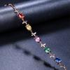 AliExpress wish Explosões Cor Gema Pulseira Banhada a Ouro 18K Flor Giratória Pulseira de Diamante Colorido Pulseira de Gema Colorida para Mulheres
