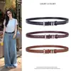 Cinturón de Cuero Minimalista Duradero de Moda para Mujer, Cinturón Fino Versátil para la Cintura