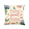 Funda de almohada de venta caliente transfronteriza, estilo minimalista fresco de verano con flor de hortensia, cojín decorativo para sofá de sala de estar en casa