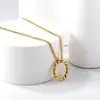 Collar Minimalista en Forma de Corazón Estilo Ins Transfronterizo Europeo y Americano Retro Francés Versátil Collar con Colgante de Círculo Collar de Acero Inoxidable